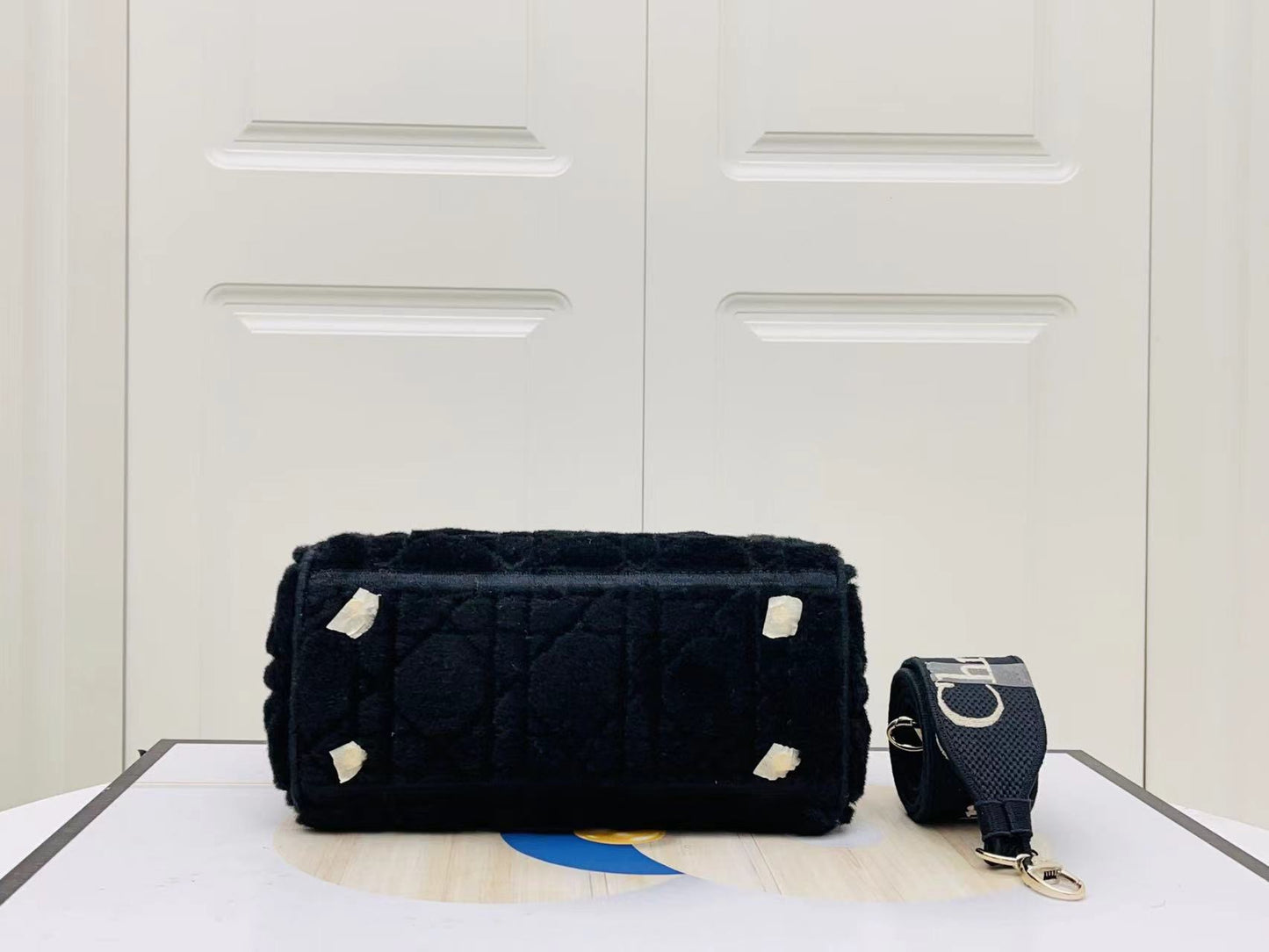 Dior Lady D-Lite Medium Bag In Black Lambswool