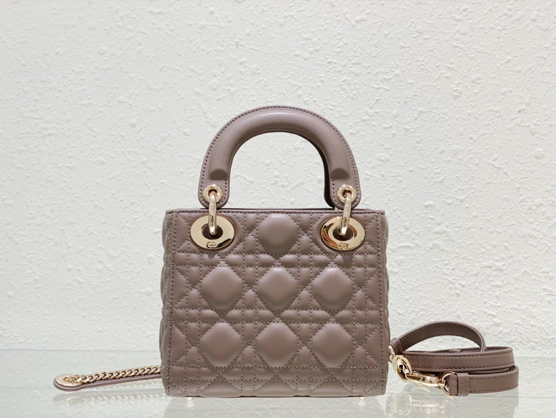 Dior Small Lady Bag In Lotus Color Cannage Lambskin