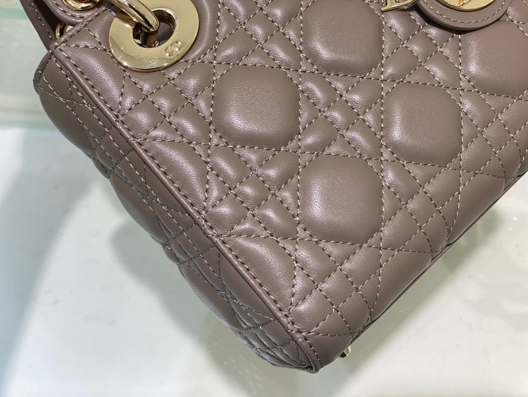 Dior Small Lady Bag In Lotus Color Cannage Lambskin