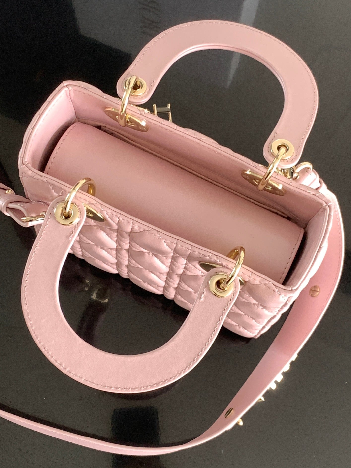 Dior Small Lady Bag In Pink Cannage Lambskin