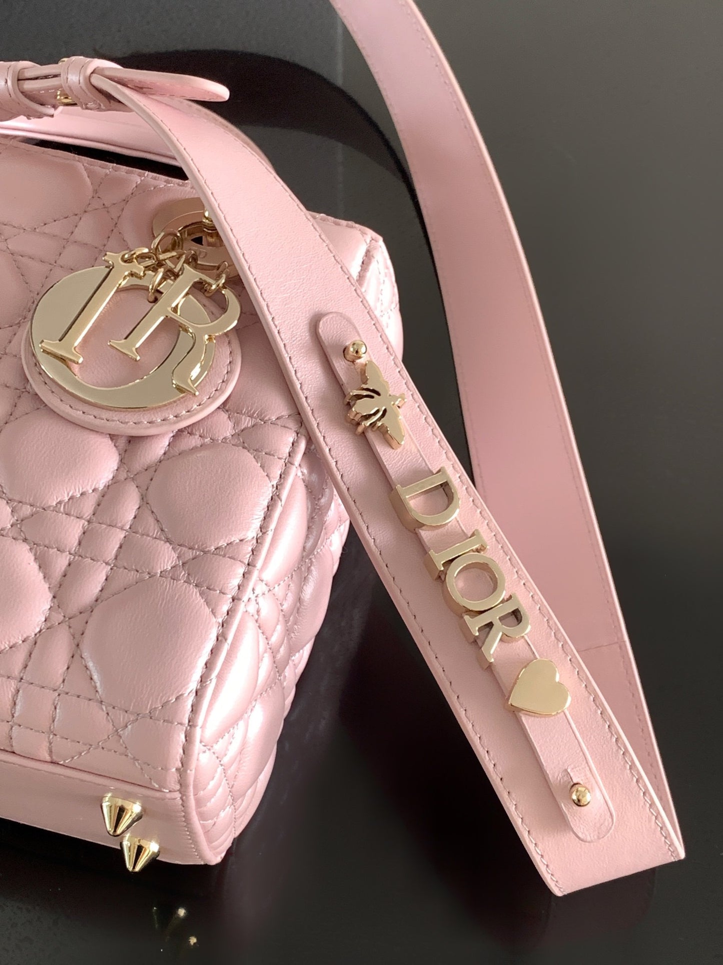 Dior Small Lady Bag In Pink Cannage Lambskin