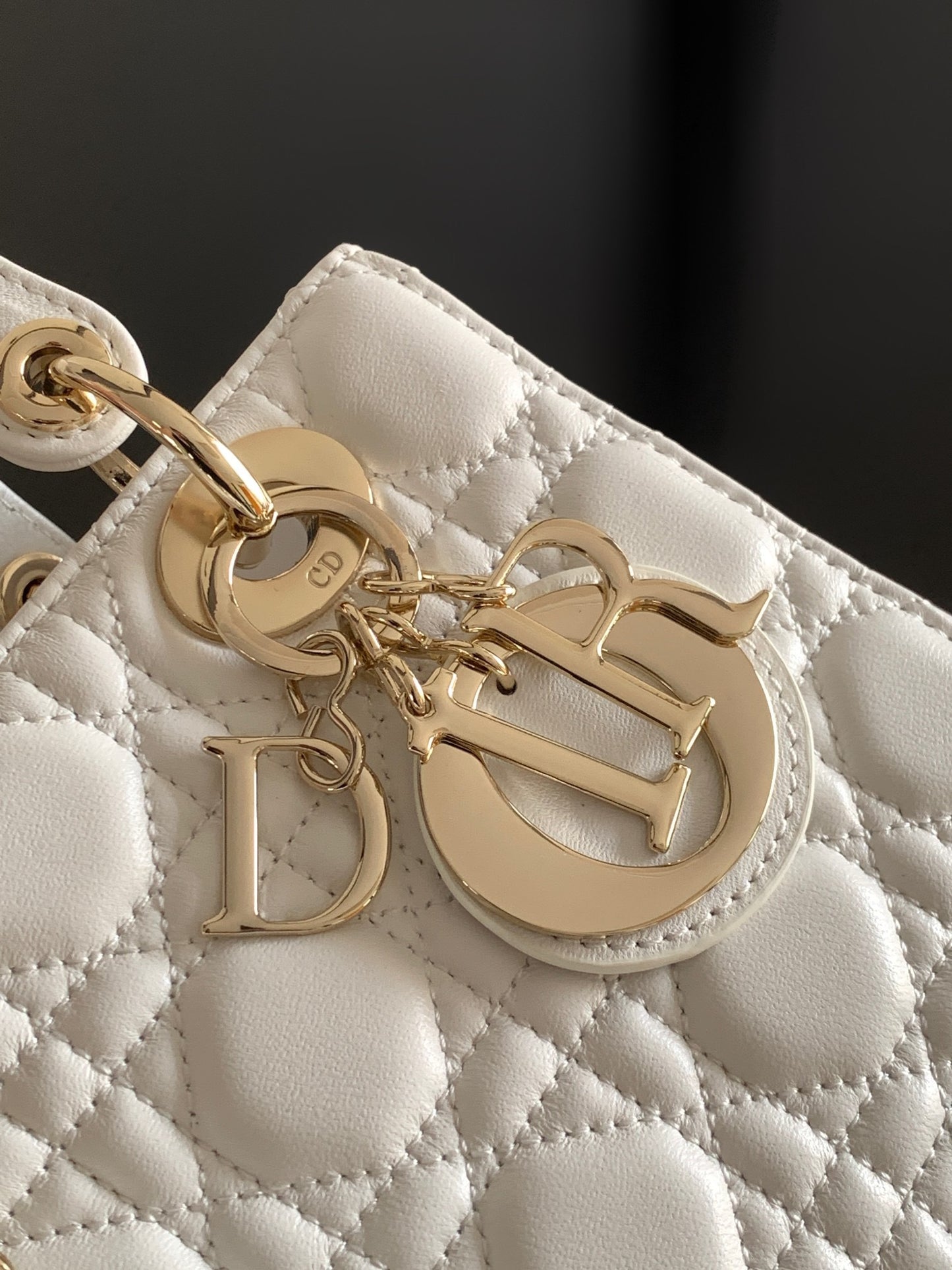 Dior Small Lady Bag In White Cannage Lambskin