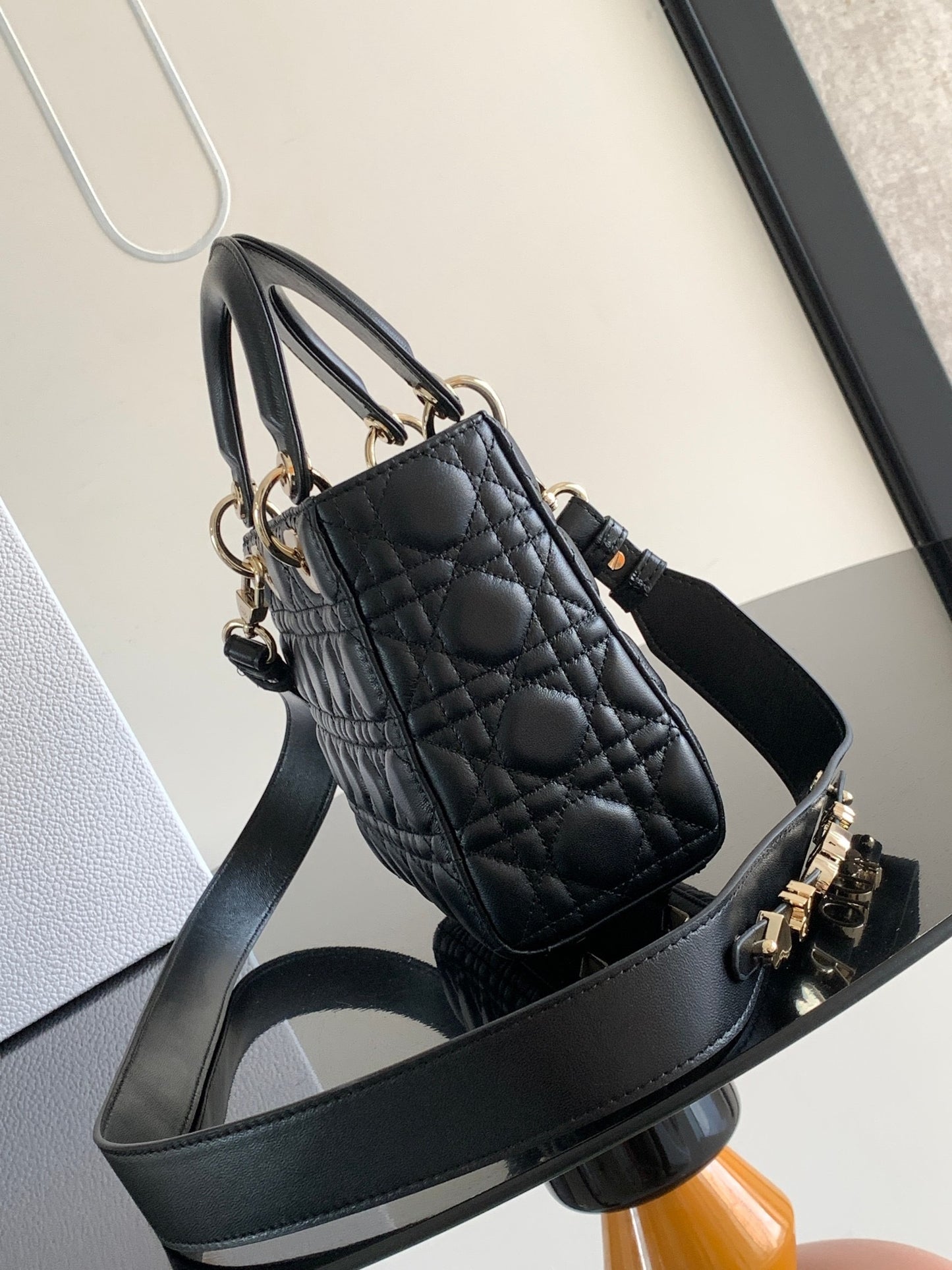 Dior Small Lady Bag In Black Cannage Lambskin