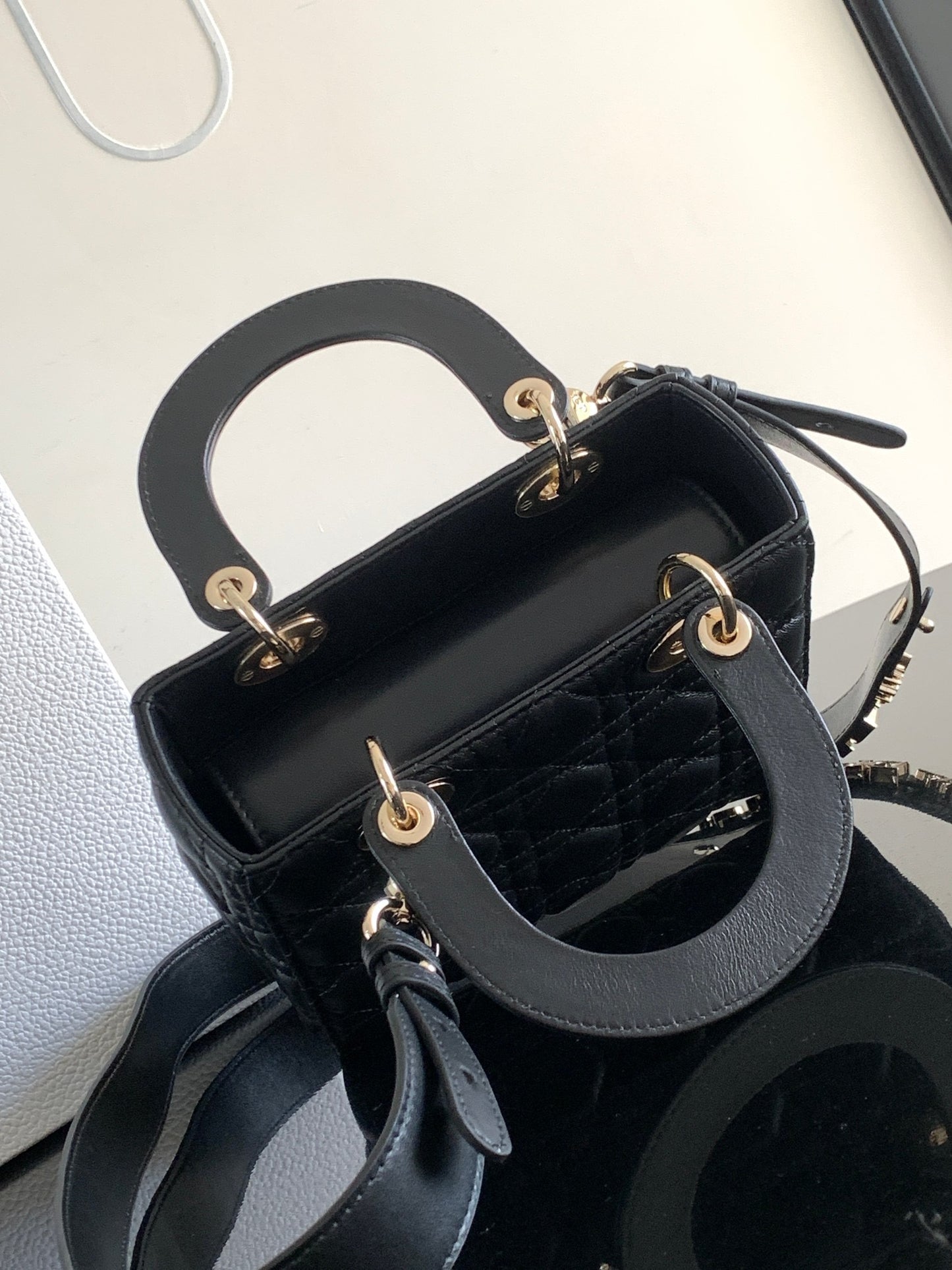 Dior Small Lady Bag In Black Cannage Lambskin