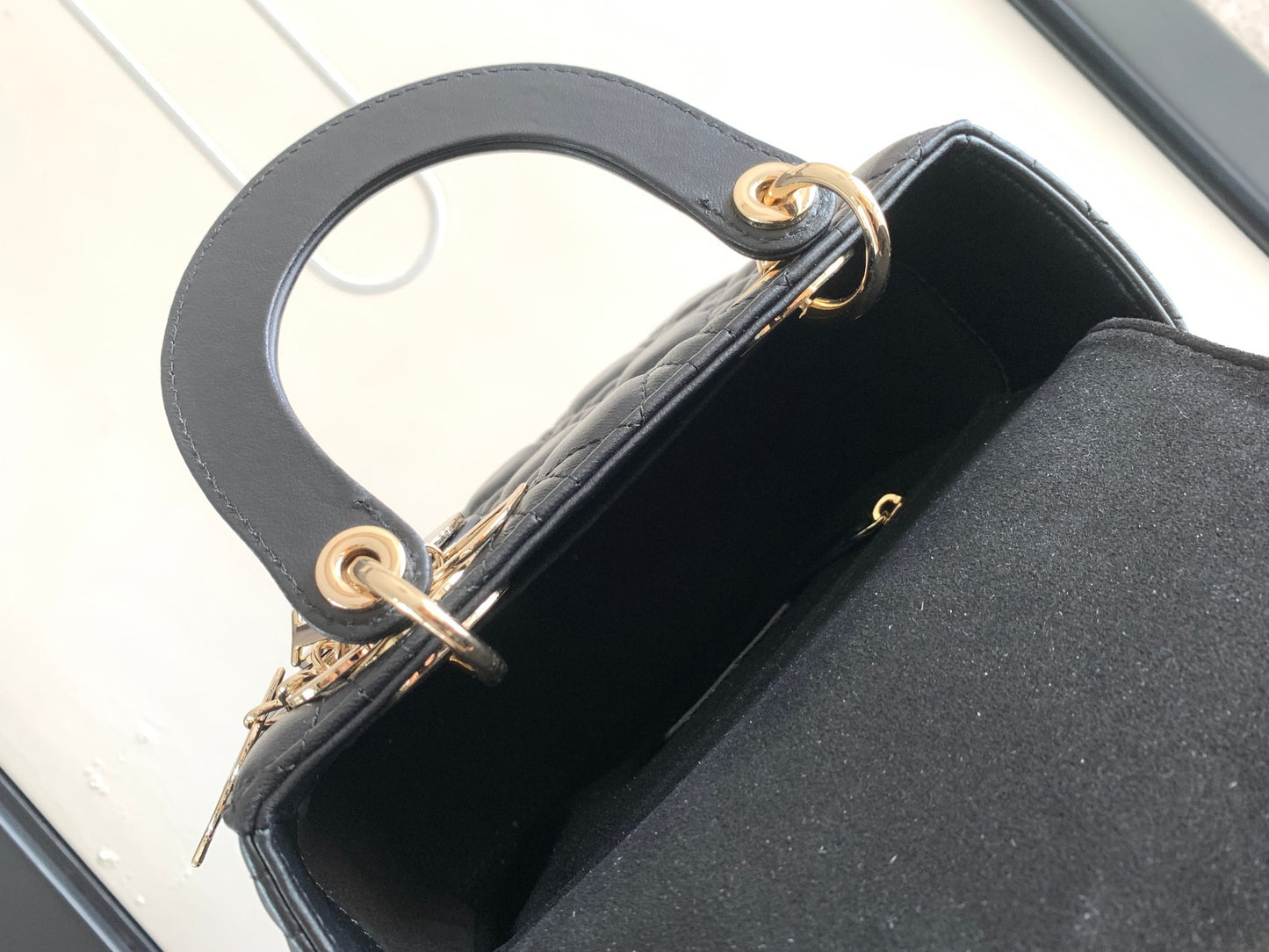 Dior Small Lady Bag In Black Cannage Lambskin