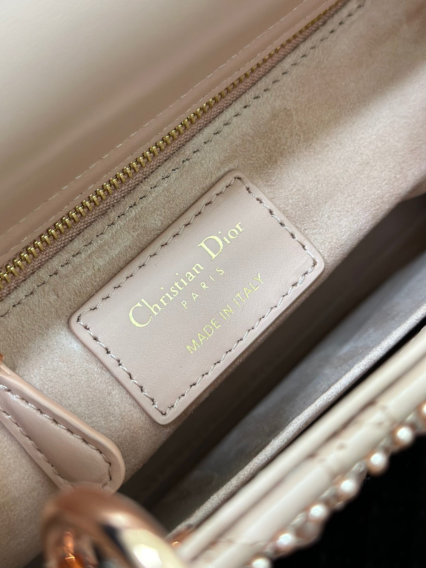 Dior Small Lady In Pink Pearl Princess Diana Bag With Lambskin