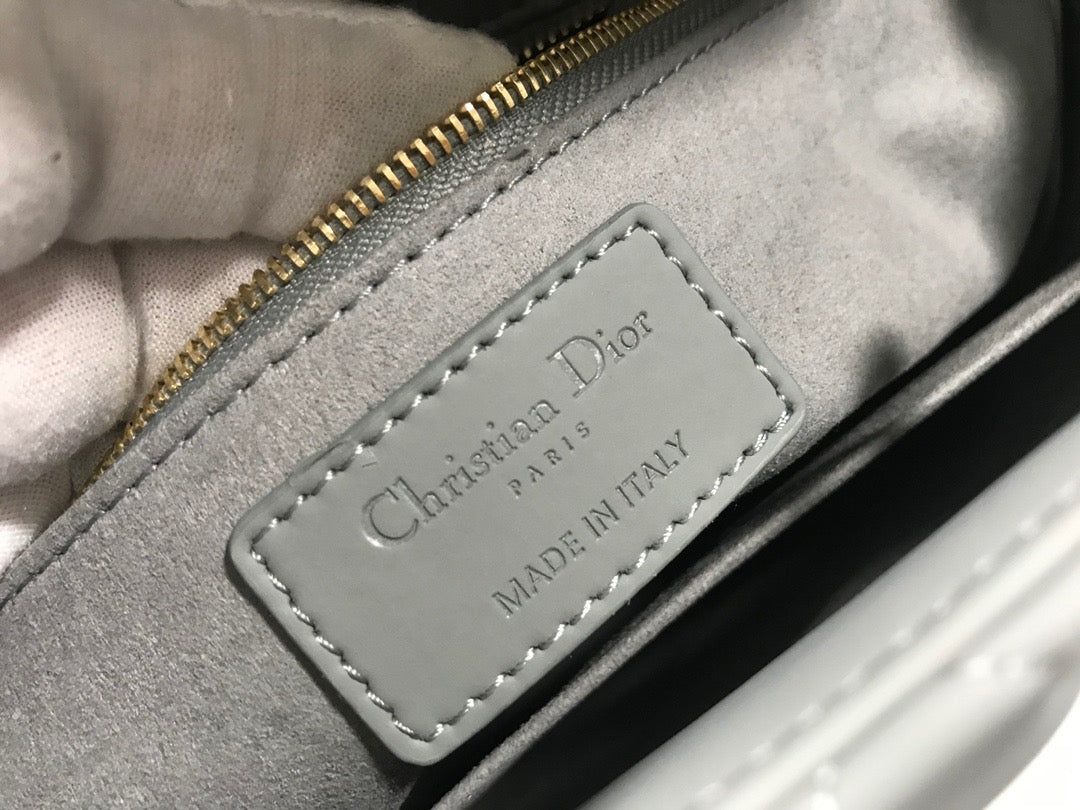 Dior Lady Medium Bag In Gray Cannage Calfskin