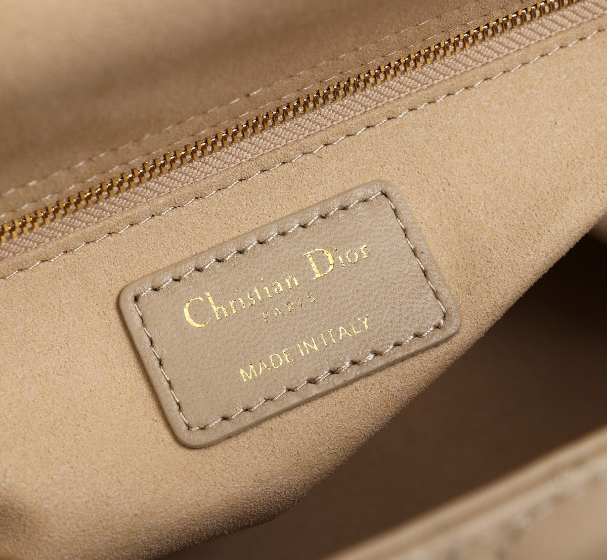 Dior Lady Medium Bag In Beige Cannage Lambskin