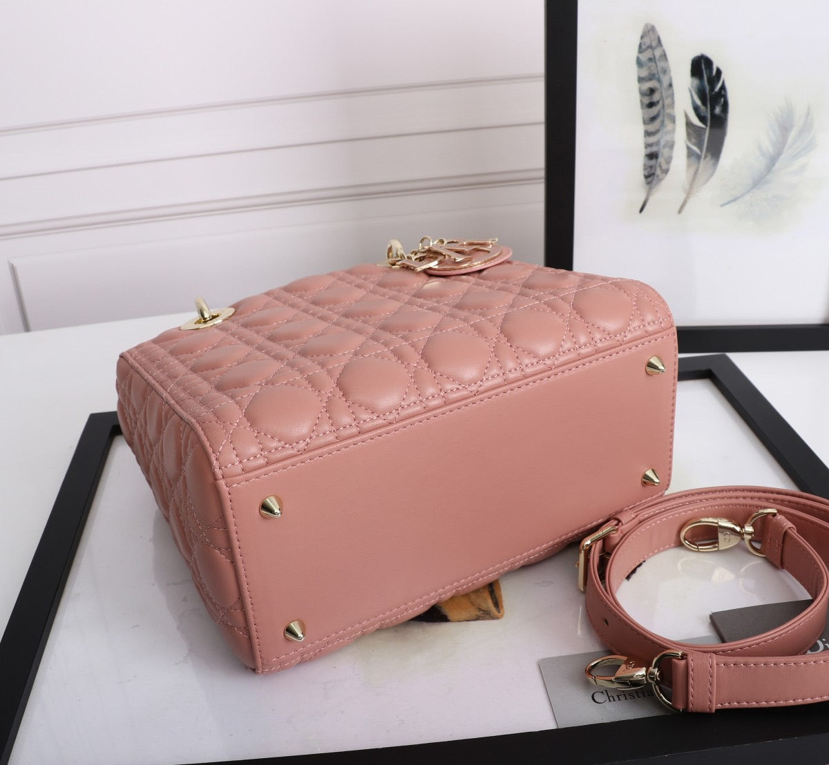 Dior Lady Medium Bag In Pink Cannage Lambskin