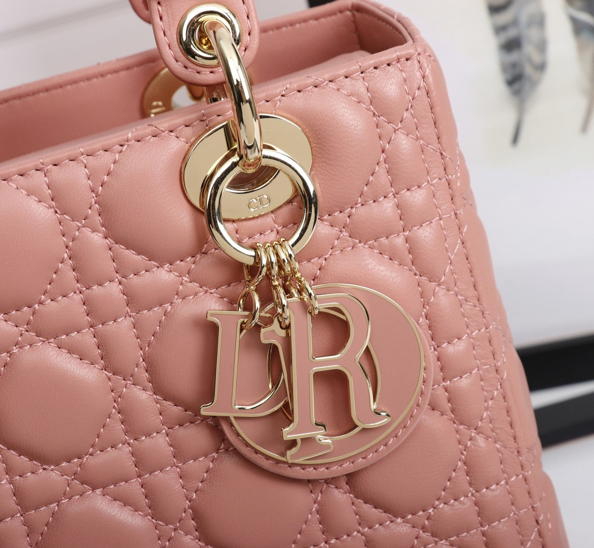 Dior Lady Medium Bag In Pink Cannage Lambskin