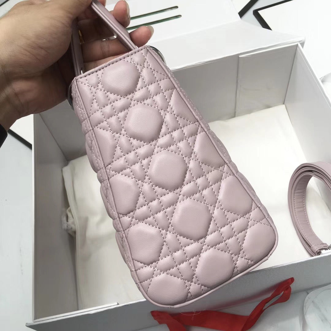 Dior Lady Medium Bag In Light Pink Cannage Lambskin