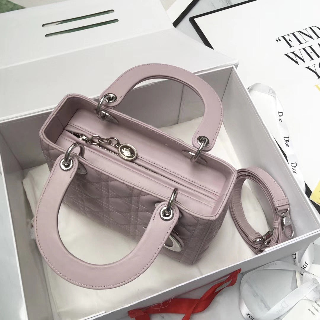 Dior Lady Medium Bag In Light Pink Cannage Lambskin