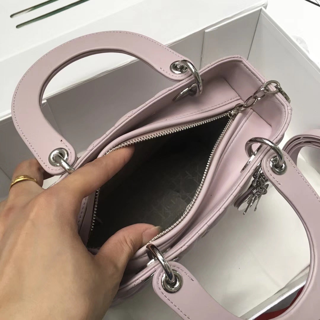 Dior Lady Medium Bag In Light Pink Cannage Lambskin