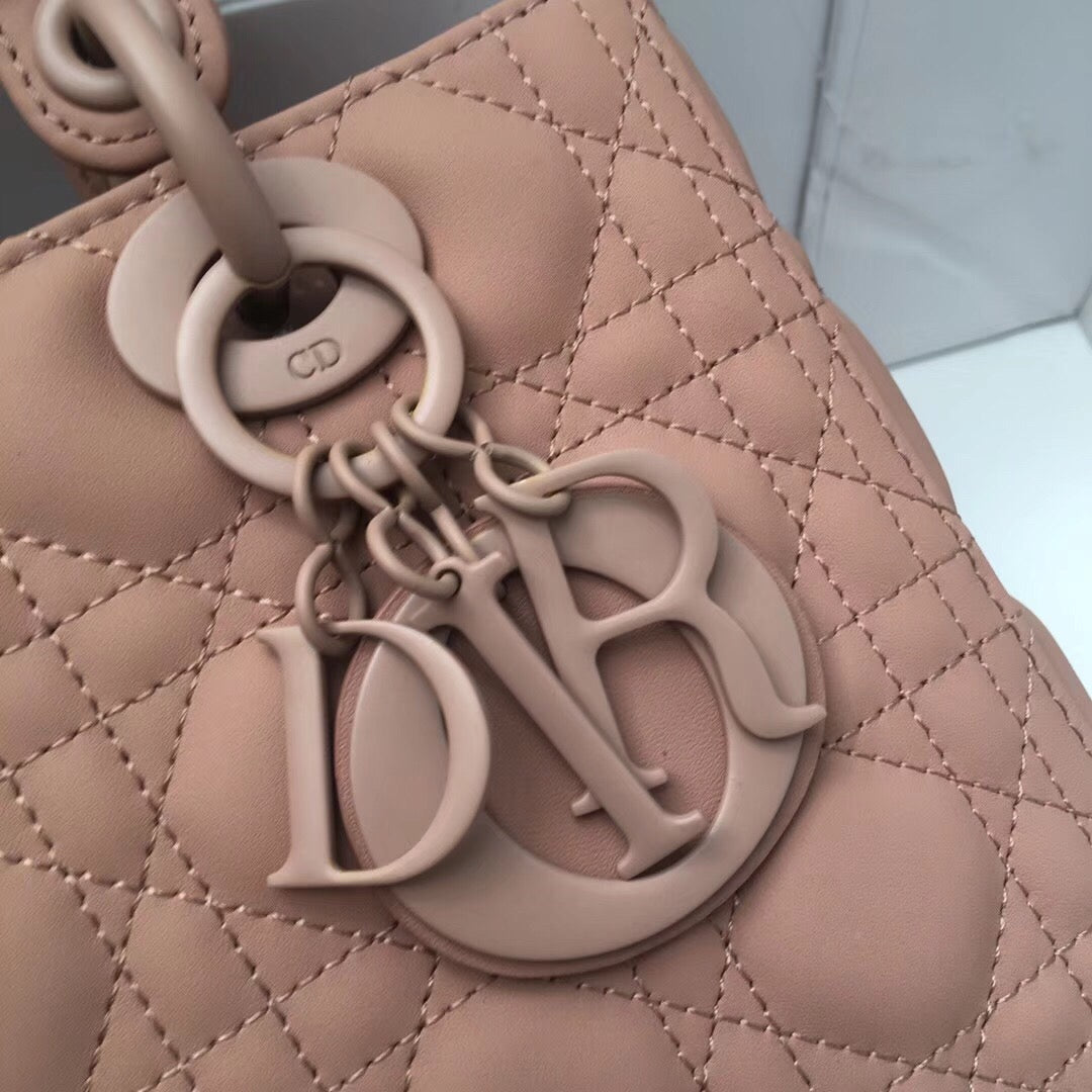 Dior Lady Dior Medium Chain Bag in Bean Paste Color With Nubuck leather