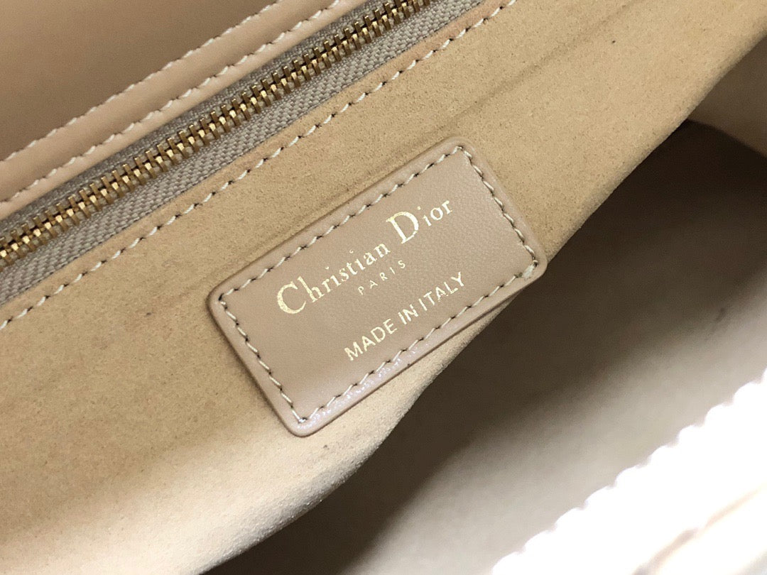 Dior Lady Dior Large Bag In  Apricot Cannage Lambskin