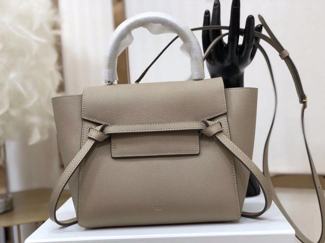 Celine Belt Nano Bag In Brown Grained Calfskin