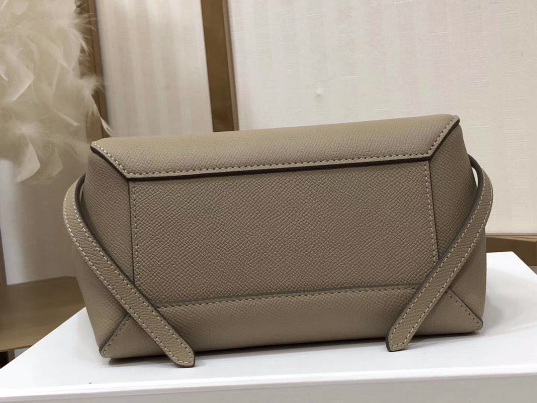 Celine Belt Nano Bag In Brown Grained Calfskin