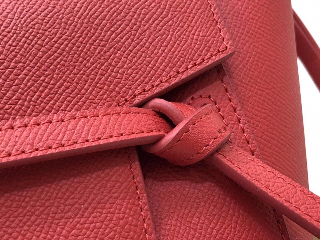 Celine Belt Nano Bag In Red Grained Calfskin