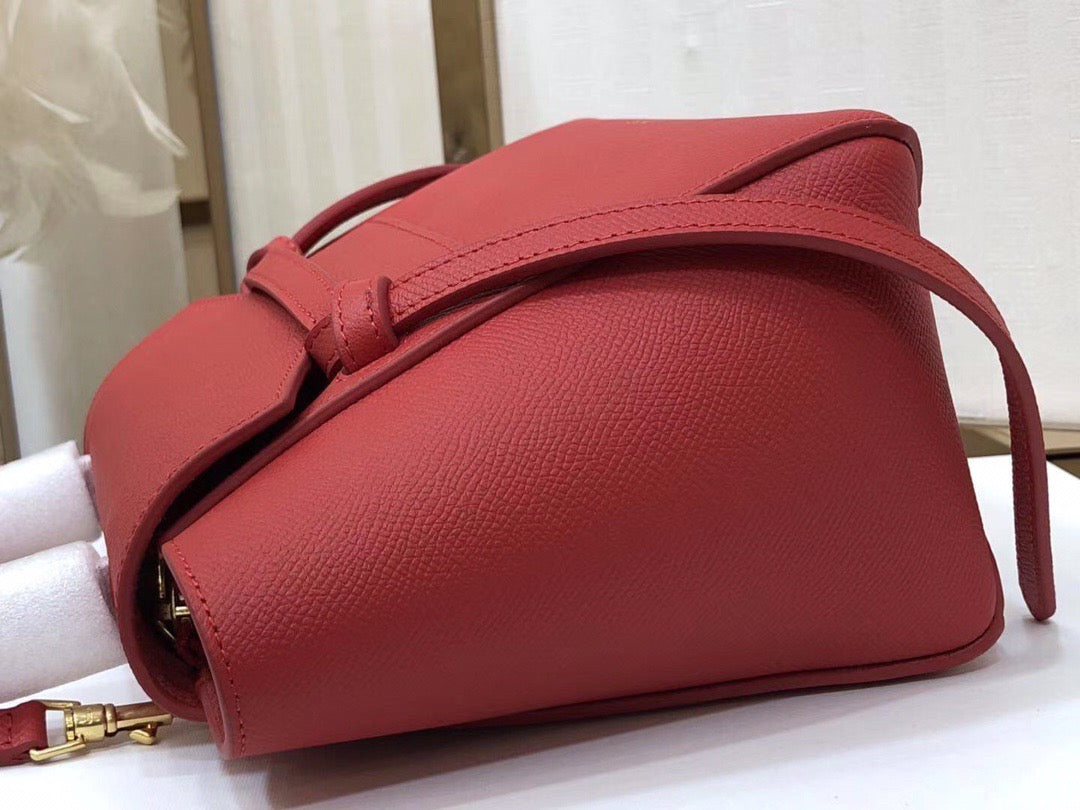 Celine Belt Nano Bag In Red Grained Calfskin