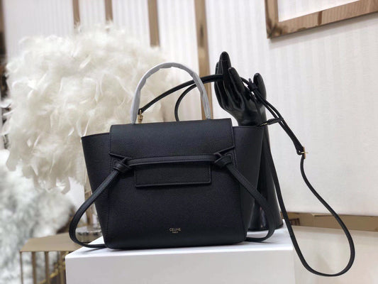 Celine Belt Nano Bag In Black Grained Calfskin