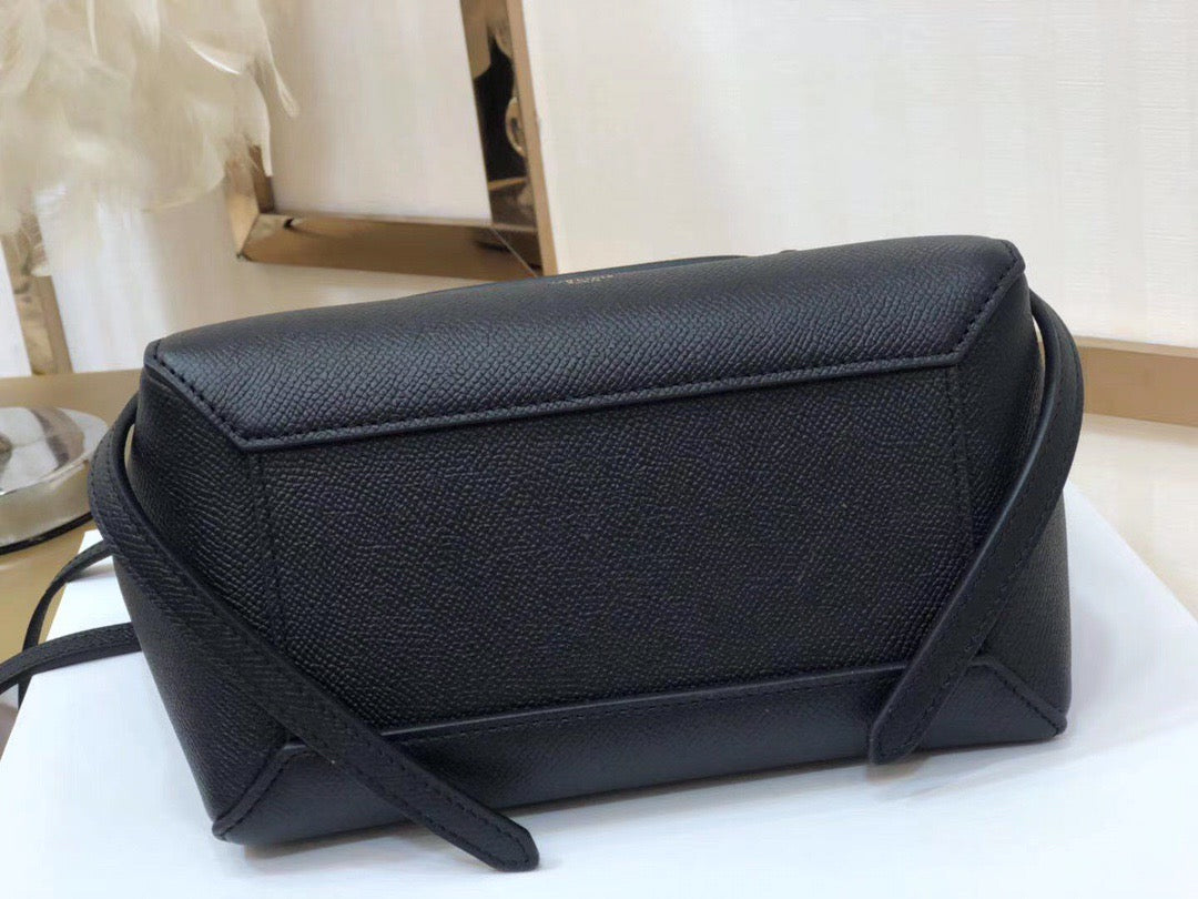 Celine Belt Nano Bag In Black Grained Calfskin