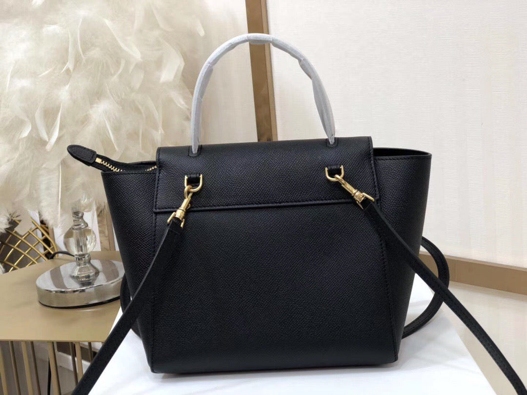 Celine Belt Nano Bag In Black Grained Calfskin