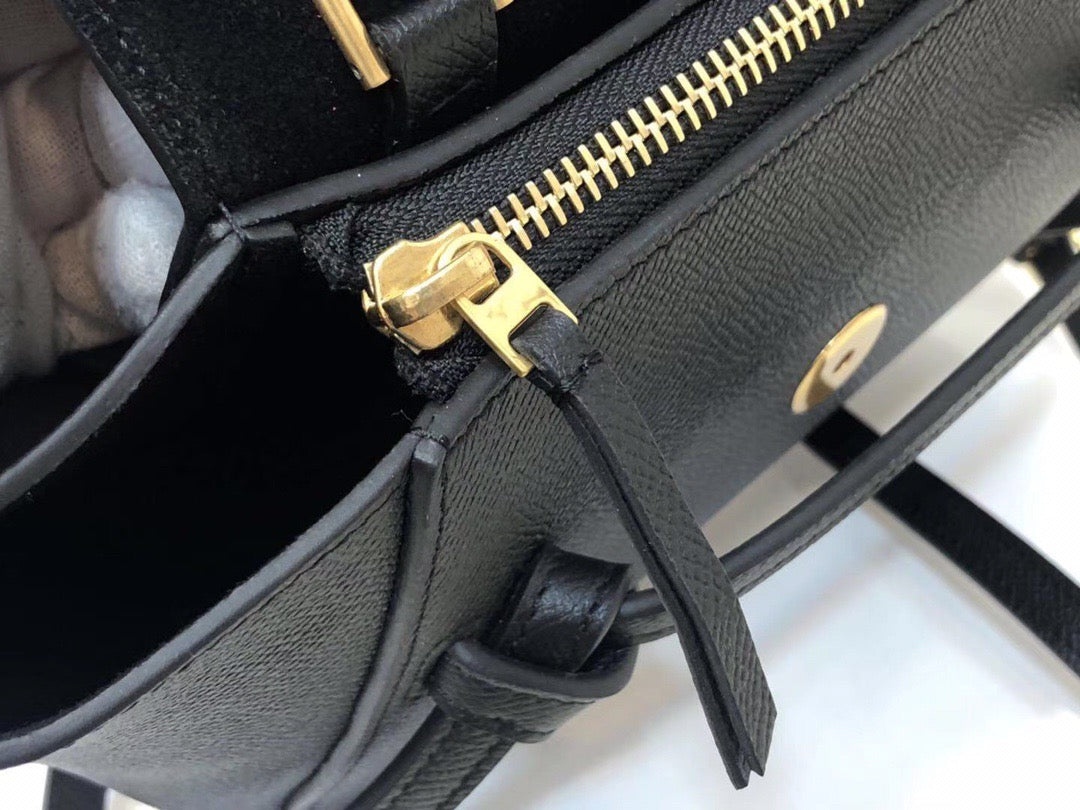 Celine Belt Nano Bag In Black Grained Calfskin