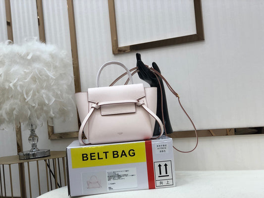 Celine Belt Nano Bag In Pink Grained Calfskin