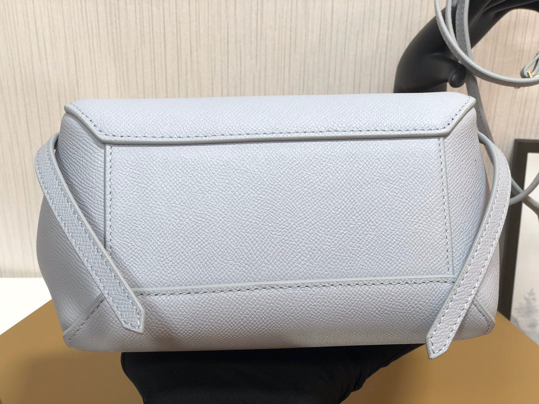 Celine Belt Nano Bag In Gray Grained Calfskin