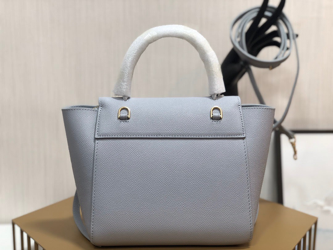 Celine Belt Nano Bag In Gray Grained Calfskin