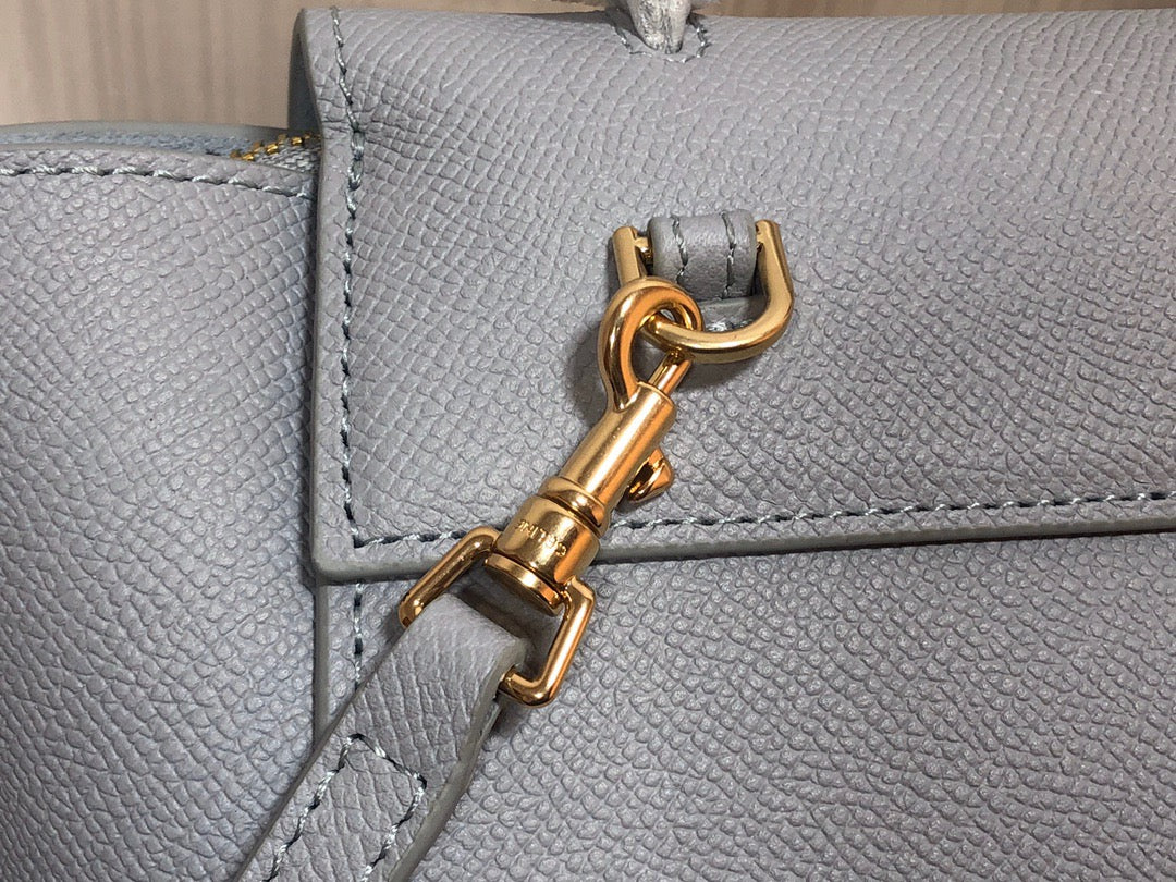 Celine Belt Nano Bag In Gray Grained Calfskin