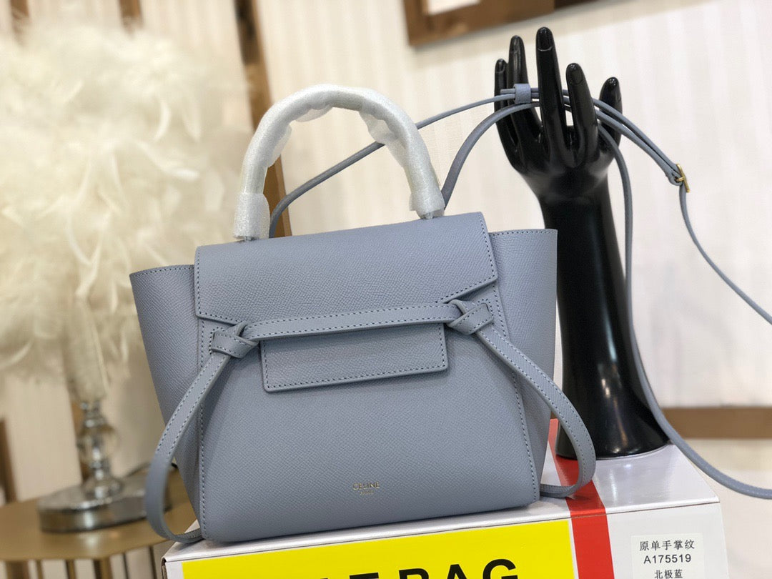 Celine Belt Nano Bag In Dark Gray Grained Calfskin