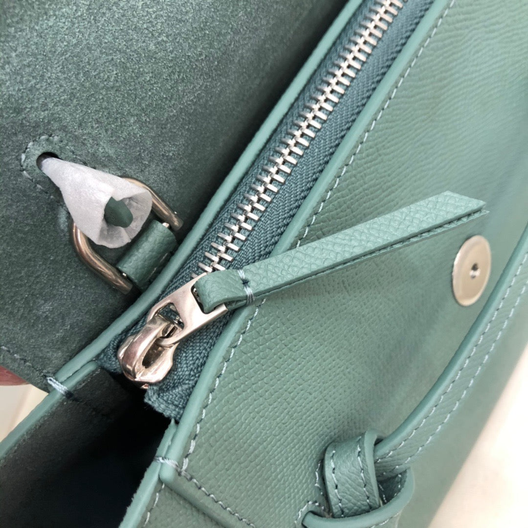 Celine Belt Nano Bag In Dark Green Grained Calfskin