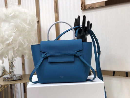 Celine Belt Nano Bag In Dark Blue Grained Calfskin