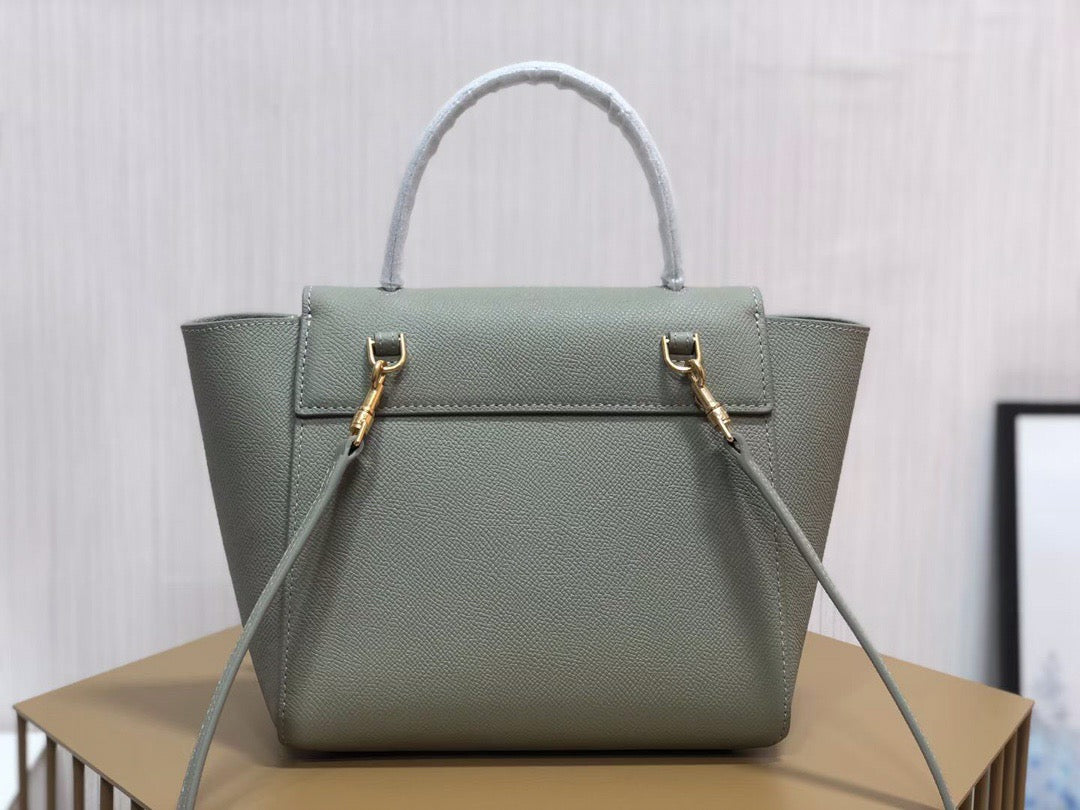 Celine Belt Nano Bag In Light Green Grained Calfskin