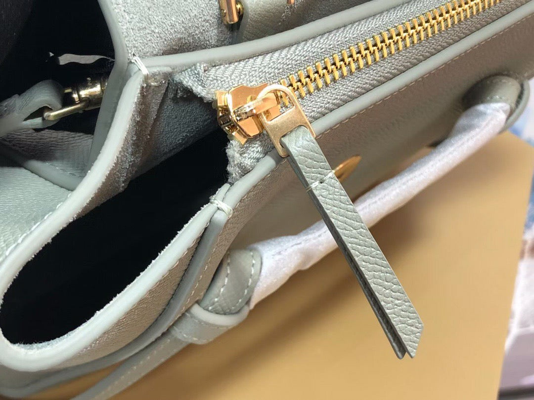 Celine Belt Nano Bag In Light Green Grained Calfskin