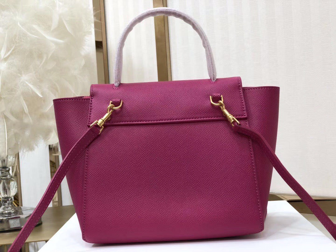 Celine Belt Nano Bag In Rose Red Grained Calfskin