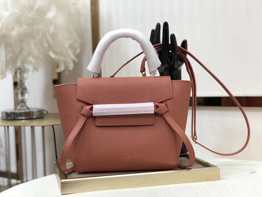 Celine Belt Nano Bag In Orange Grained Calfskin