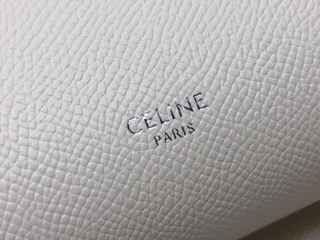 Celine Belt Nano Bag In White Grained Calfskin