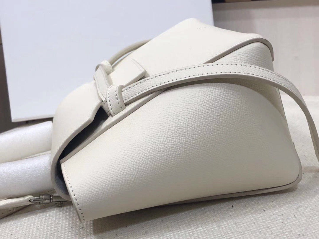 Celine Belt Nano Bag In White Grained Calfskin