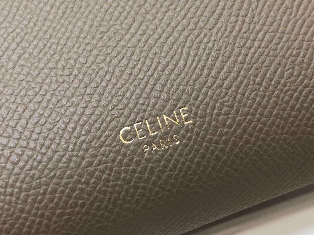 Celine Belt Nano Bag In Etoupe Grained Calfskin