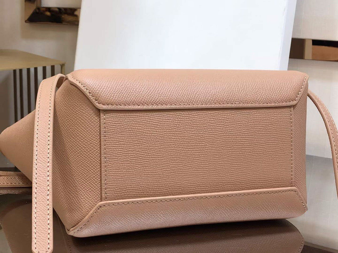 Celine Belt Nano Bag In Pink Grained Calfskin