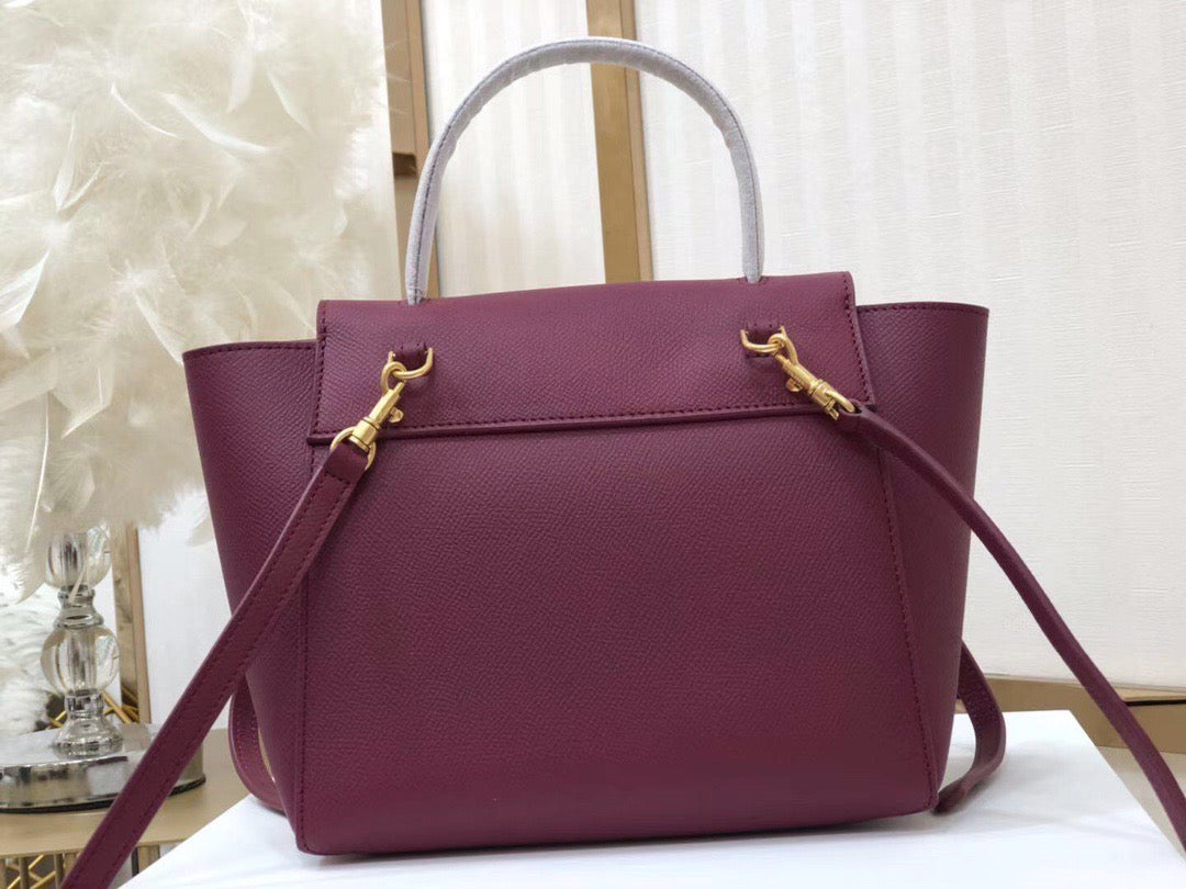 Celine Belt Nano Bag In Purple Grained Calfskin