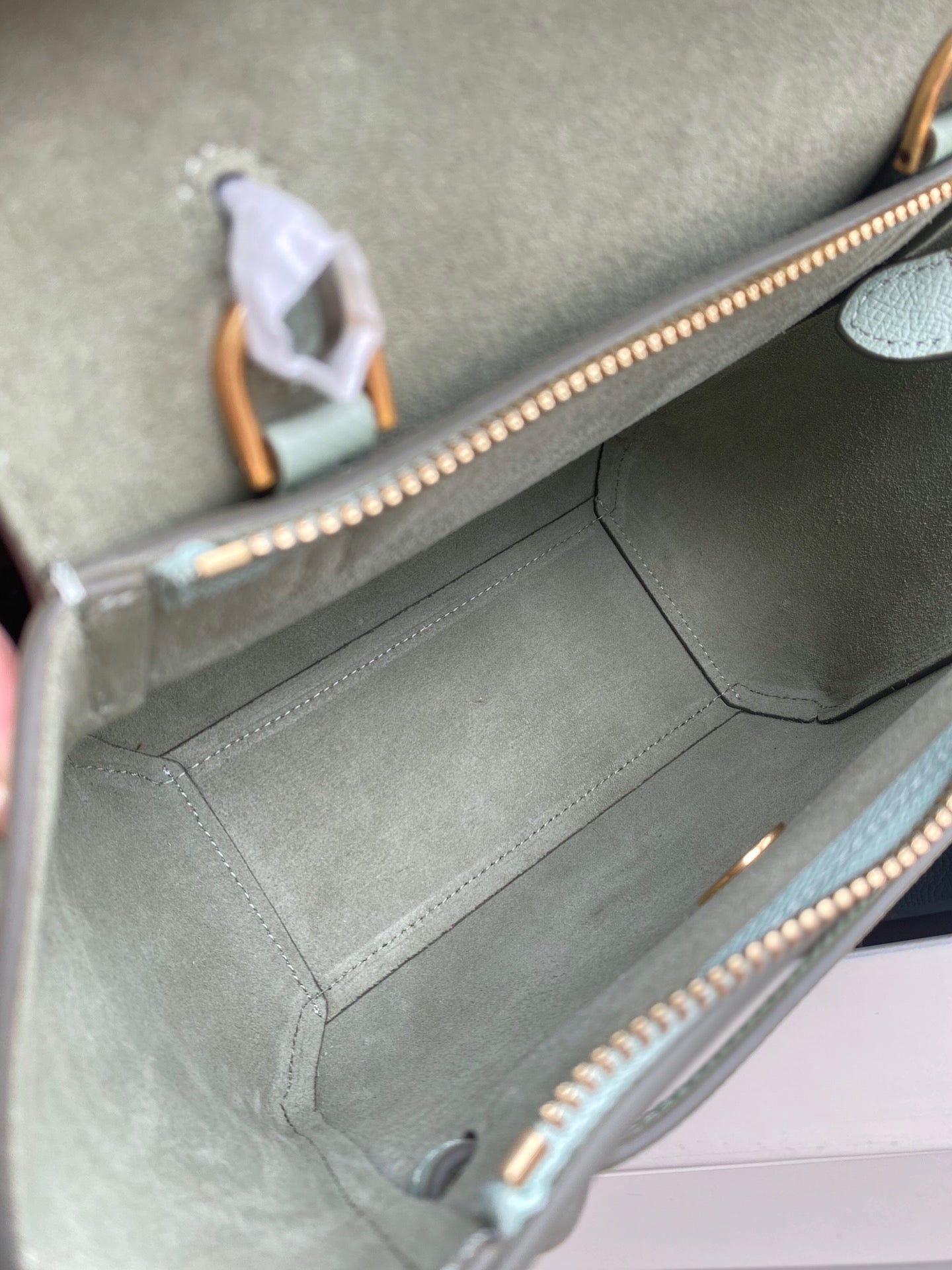 Celine Belt Nano Bag In Avocado Green Grained Calfskin