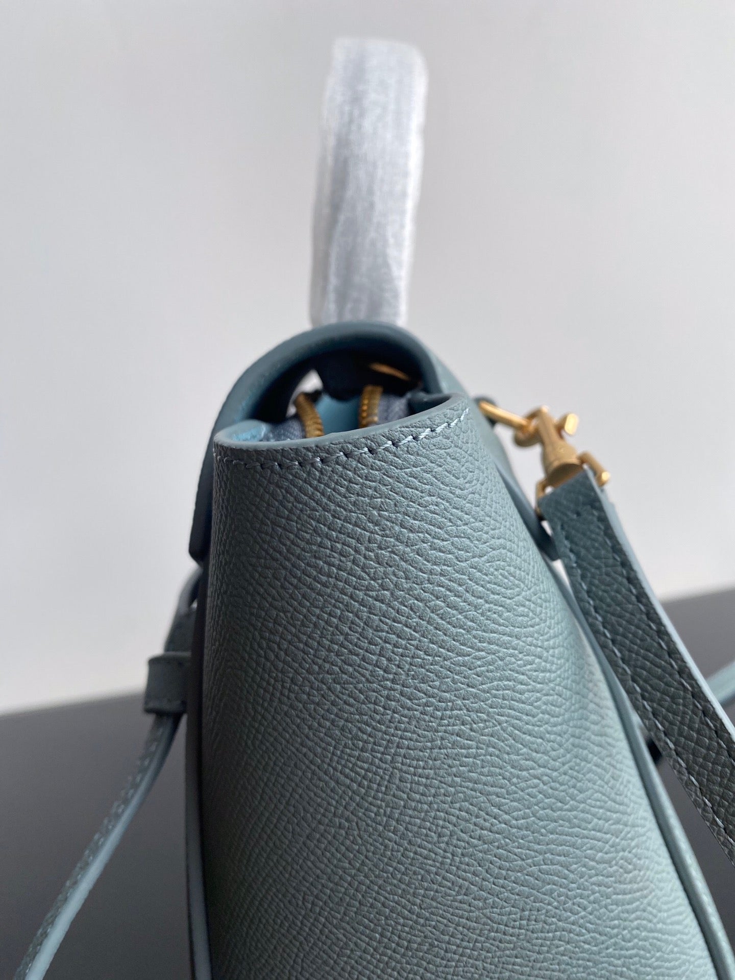 Celine Belt Nano Bag In Haze Blue Grained Calfskin