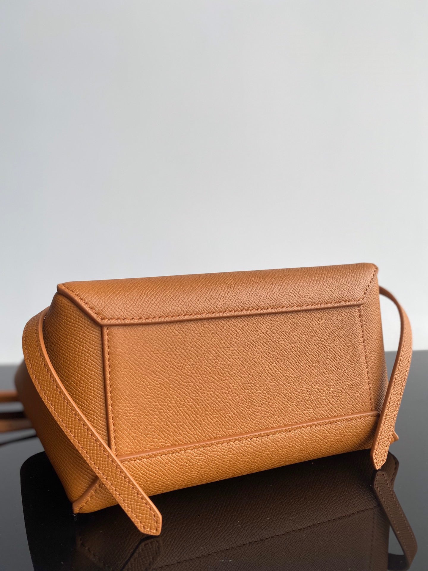 Celine Belt Nano Bag In Brown Grained Calfskin