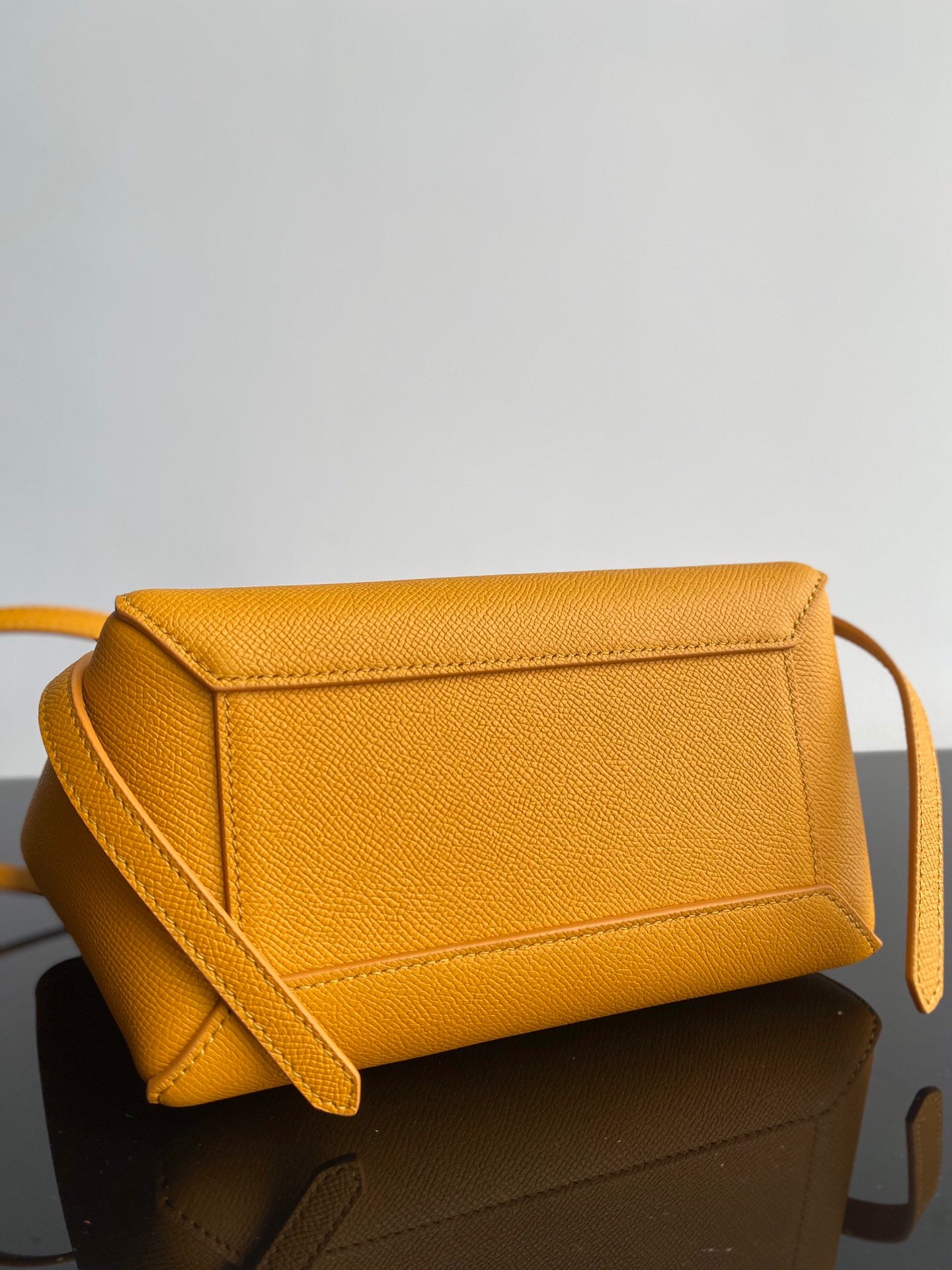 Celine Belt Nano Bag In Golden Grained Calfskin