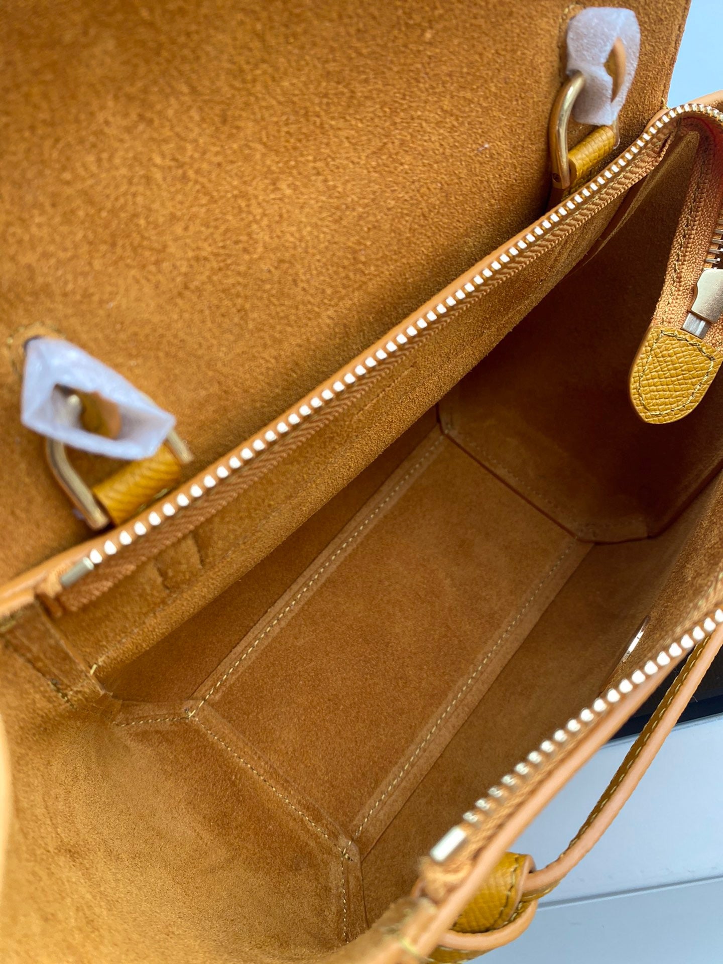 Celine Belt Nano Bag In Golden Grained Calfskin