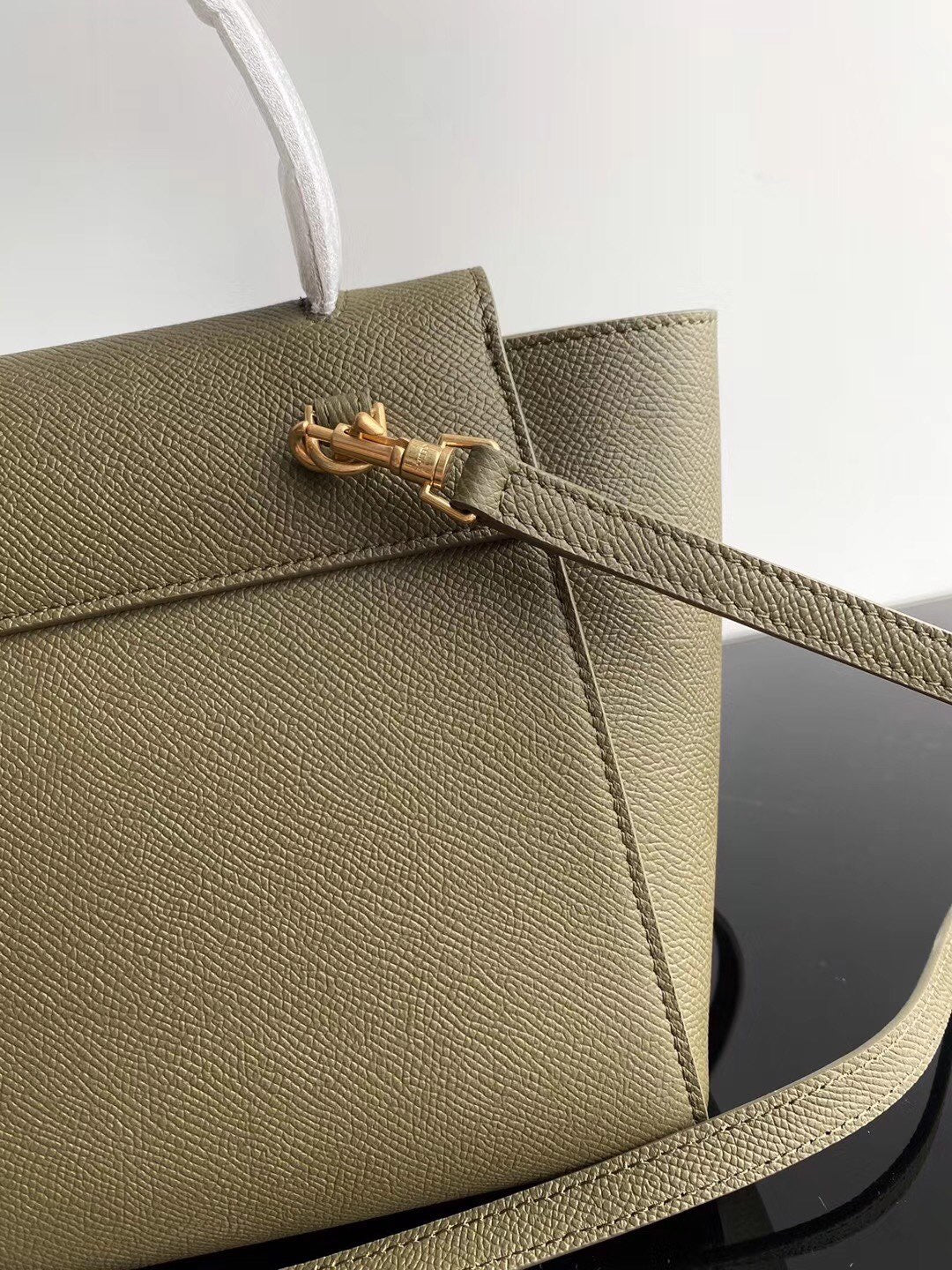 Celine Belt Nano Bag In Army Green Grained Calfskin