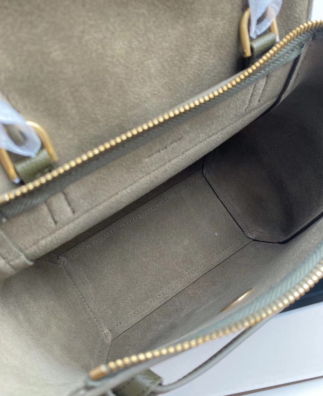 Celine Belt Nano Bag In Army Green Grained Calfskin